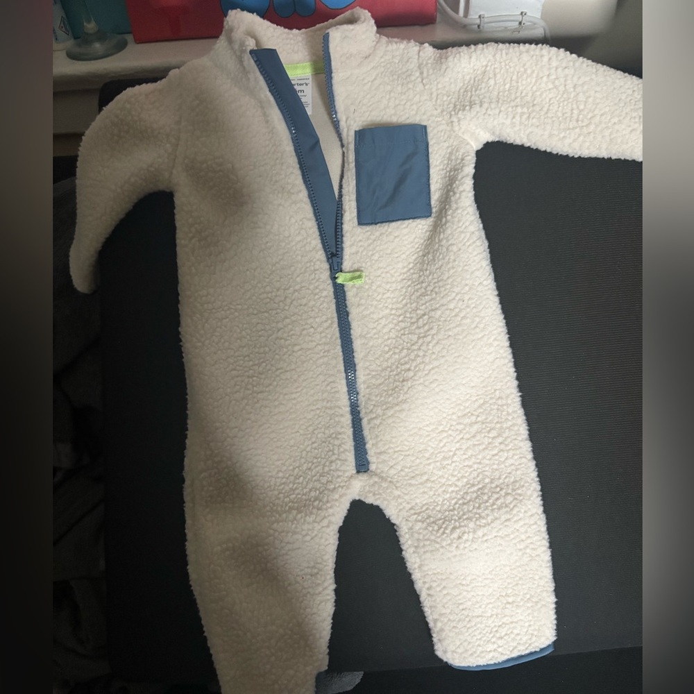 Cozy White and Blue Kids One Piece